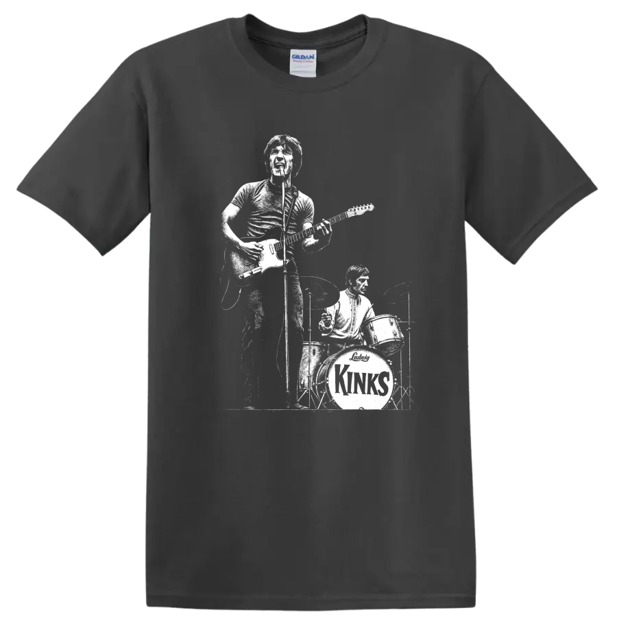 The Kinks Rock Legends Vintage Band Portrait T Shirt - Charcoal