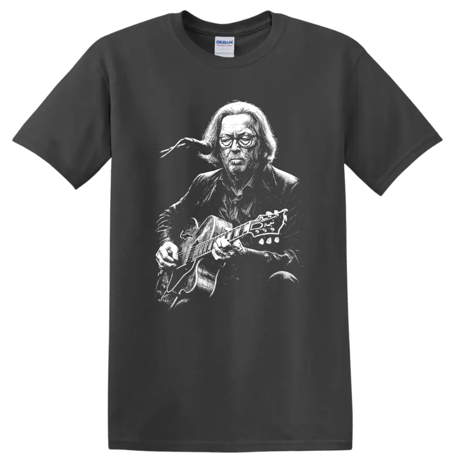 Eric Clapton Rock Legends Silhouette Guitar T Shirt - Charcoal