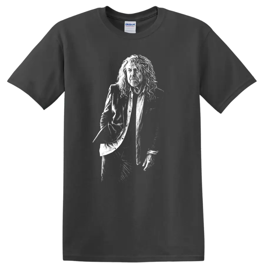 Robert Plant Led Zeppelin Rock Legends Silhouette T Shirt - Charcoal