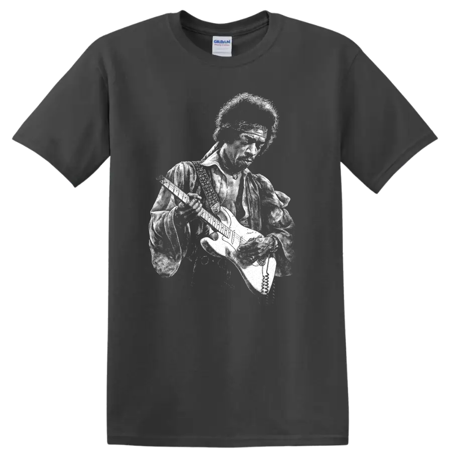 Jimi Hendrix Rock Legends Silhouette Portrait T Shirt - Charcoal