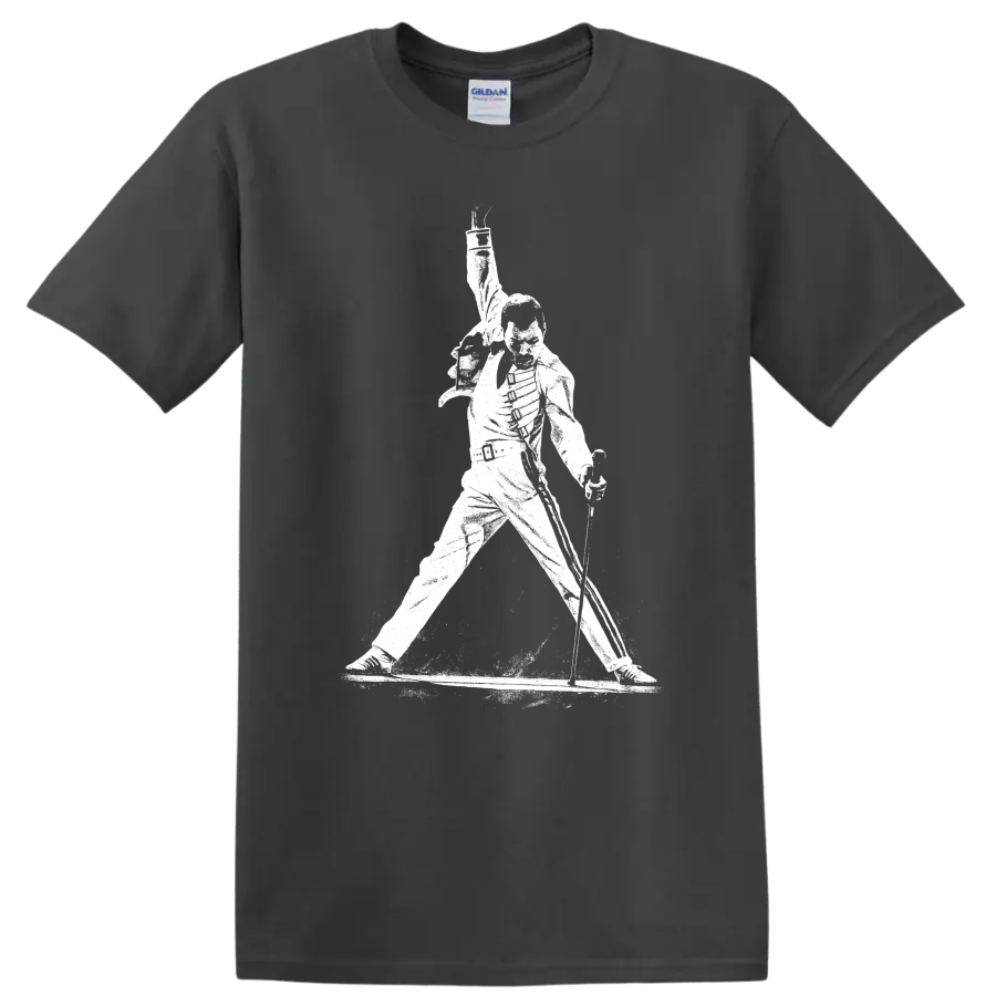 Freddie Mercury Queen Rock Legends Tribute T Shirt Unisex Music Fan Tee - Charcoal