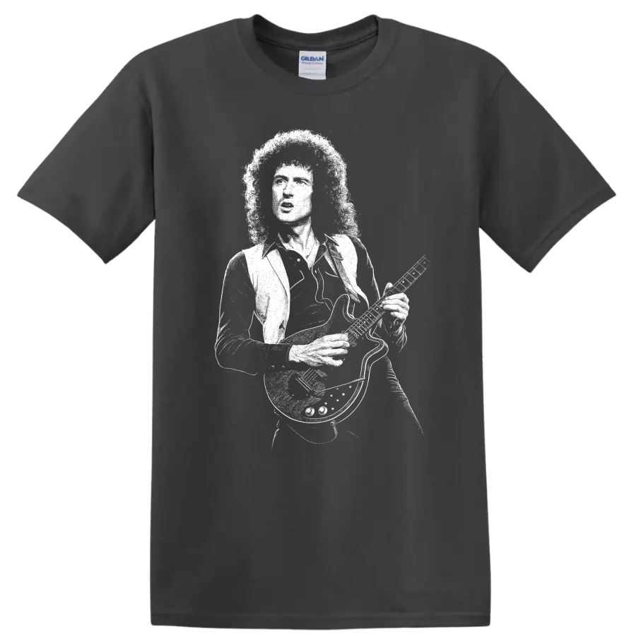 Brian May Queen Rock Legends Vintage Style T Shirt - Charcoal