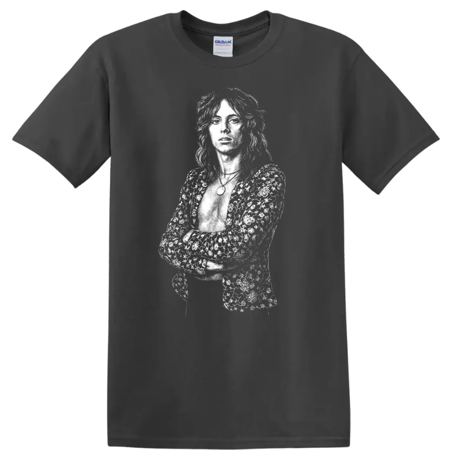 Roger Taylor Queen Rock Legends Silhouette Music Fan T Shirt - Charcoal