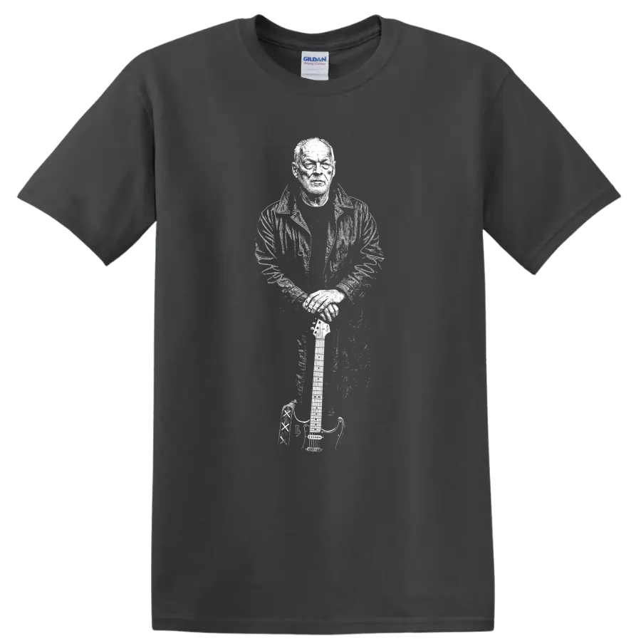 David Gilmour Pink Floyd Rock Legends Tribute T Shirt - Charcoal