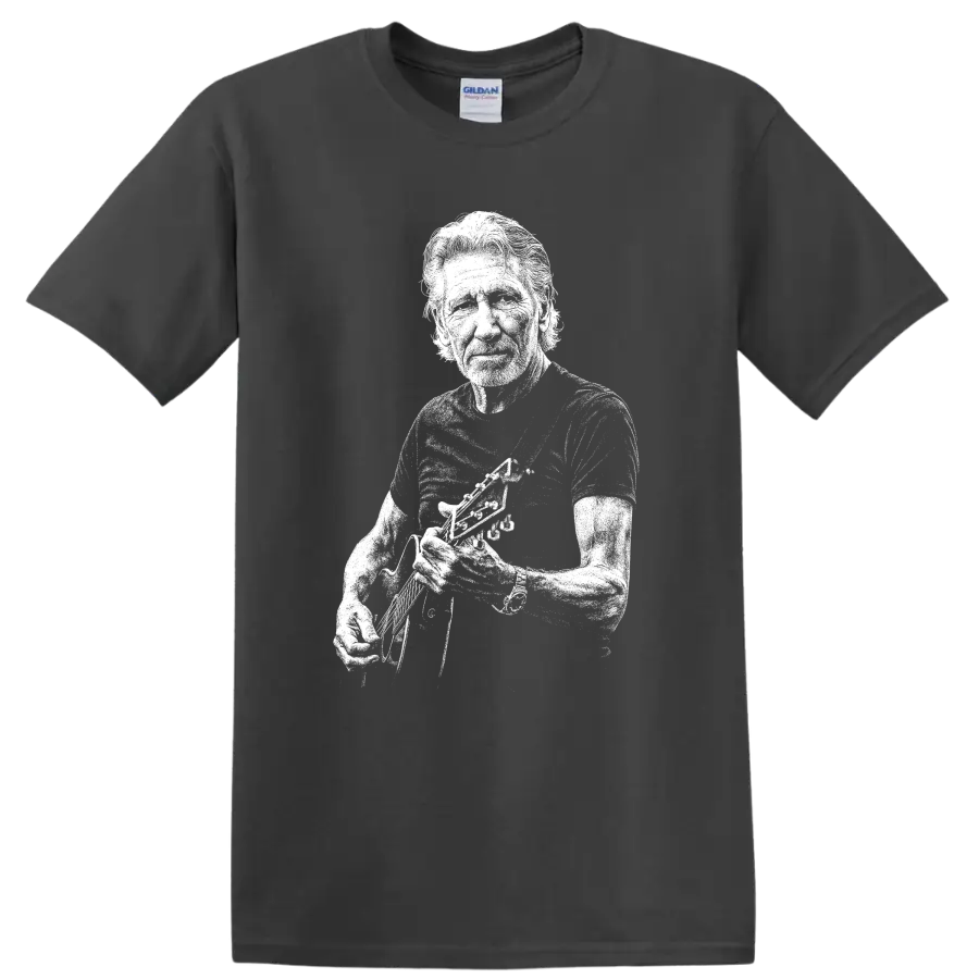Roger Waters Pink Floyd Rock Legend Portrait T Shirt - Charcoal