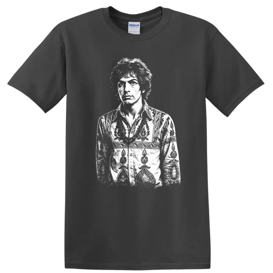 Syd Barrett Pink Floyd Rock Legends Portrait T Shirt - Charcoal