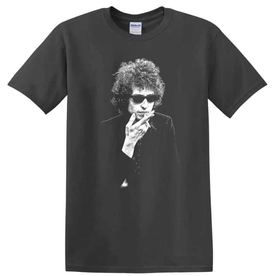 Bob Dylan Rock Legends Silhouette Classic Music T Shirt - Charcoal