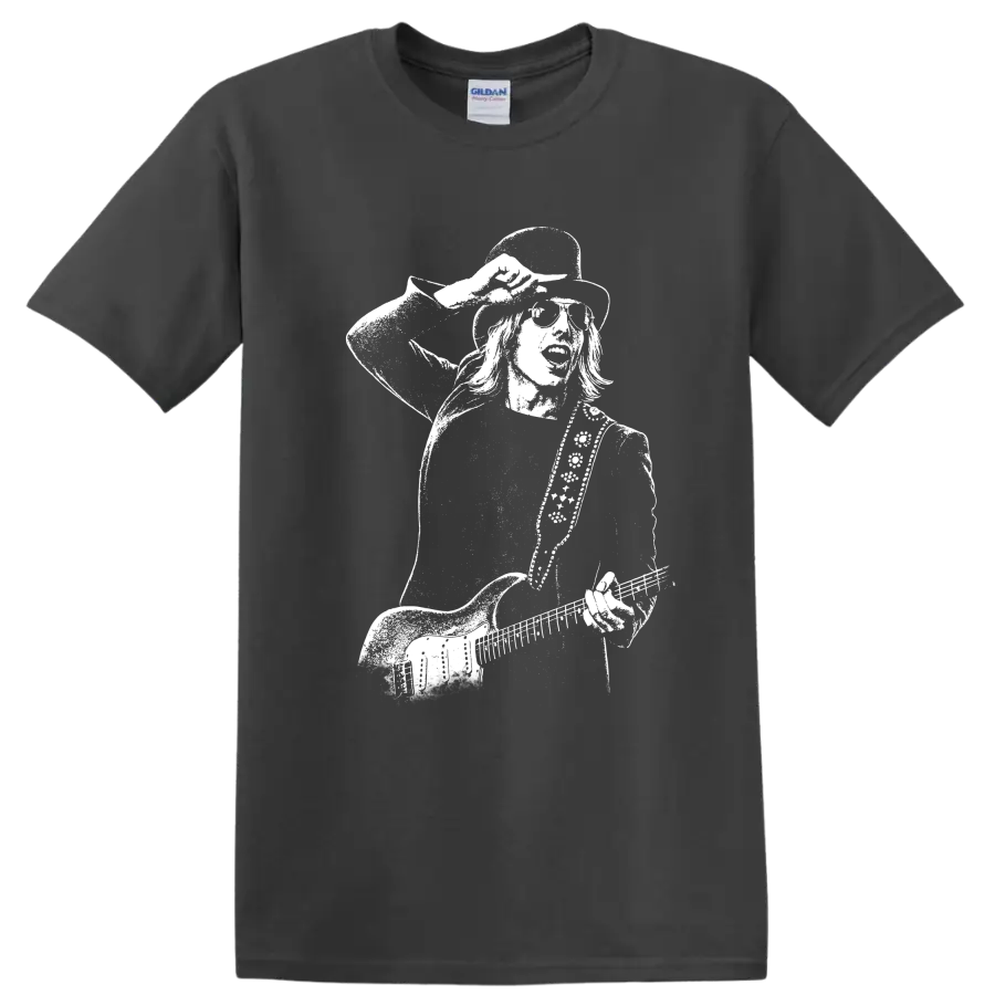 Tom Petty and the Heartbreakers Rock Legends Band Logo T Shirt - Charcoal