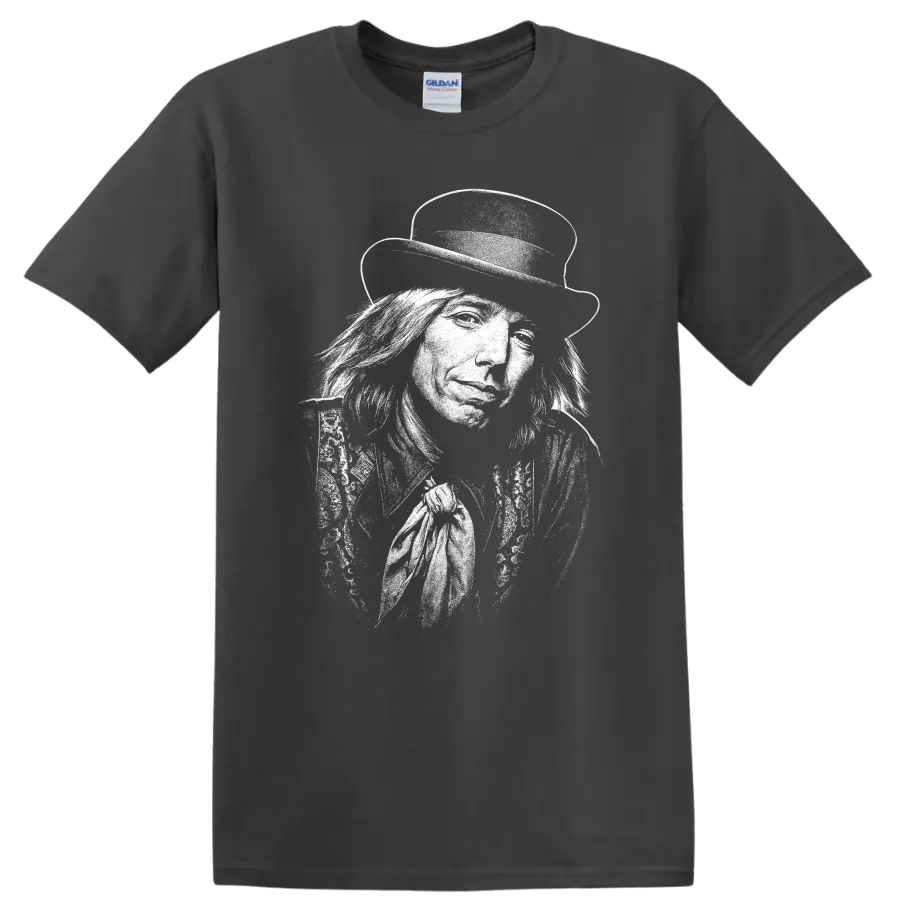 Tom Petty and the Heartbreakers Rock Legends T Shirt Vintage Band Logo - Charcoal