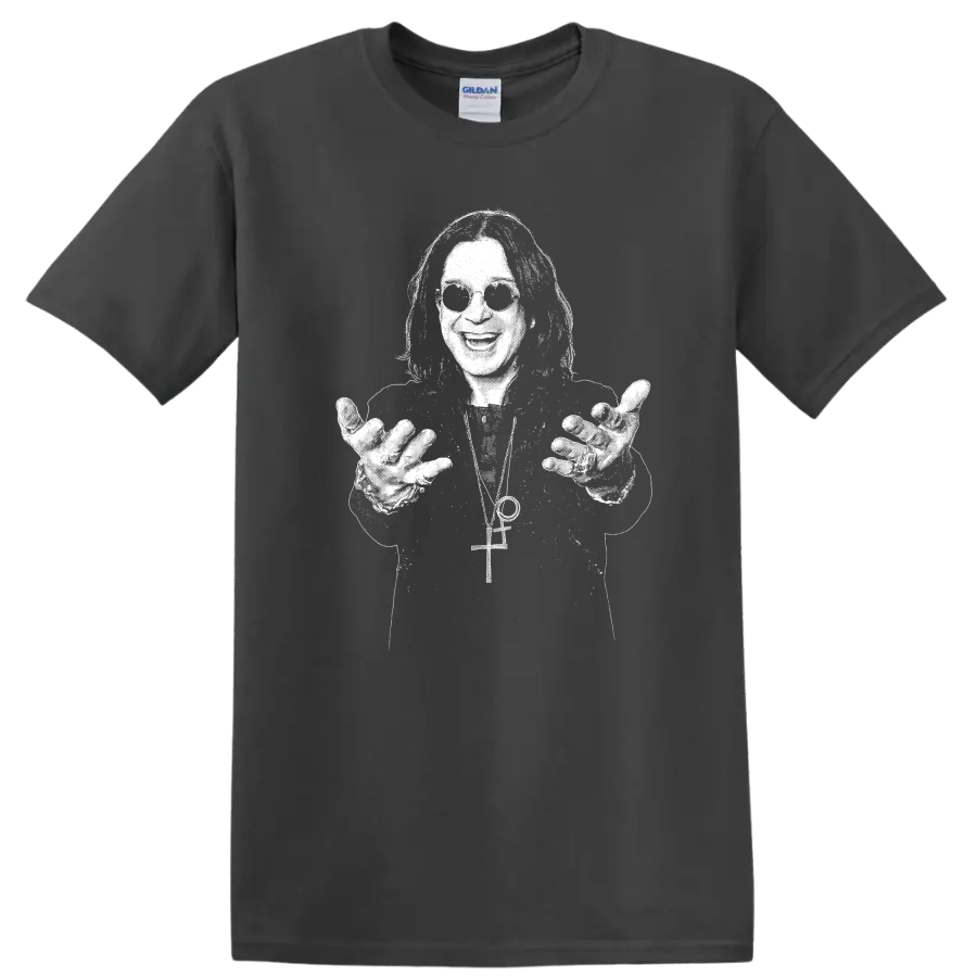 Ozzy Osbourne Black Sabbath Rock Legends Distressed Portrait T Shirt - Charcoal