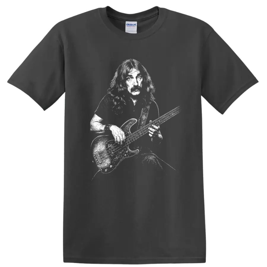 Geezer Butler Black Sabbath Rock Legends T Shirt for Classic Metal Fans - Charcoal