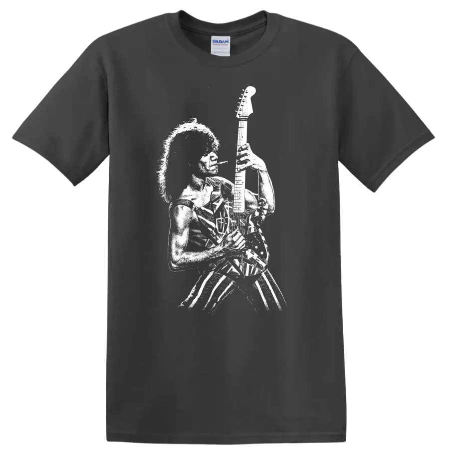 Eddie Van Halen Rock Legends Graphic T Shirt for Van Halen Fans - Charcoal