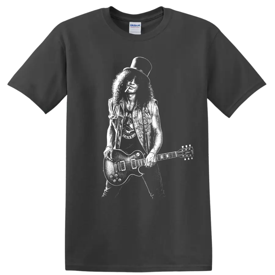 Slash Guns N' Roses Rock Legends Graphic T Shirt for Fans - Charcoal