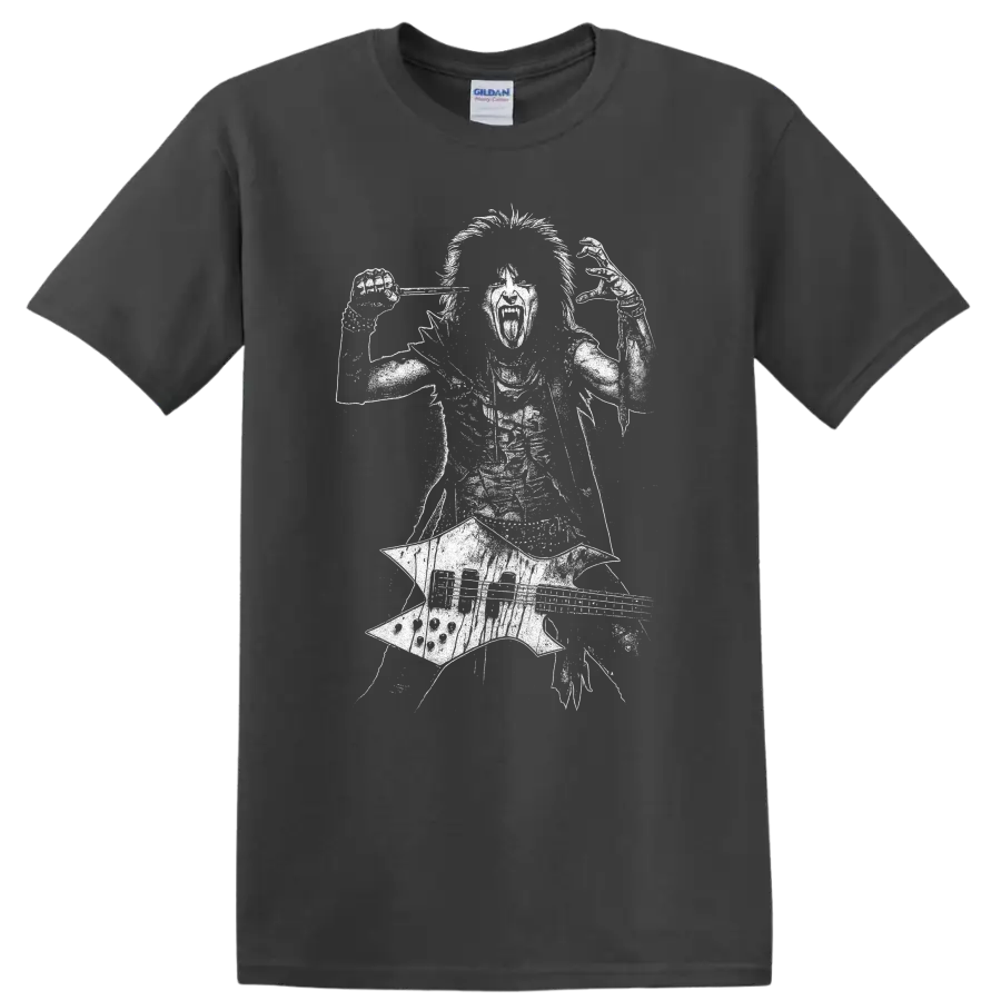 Nikki Sixx Mötley Crüe Shout at the Devil Rock Legends T Shirt - Charcoal
