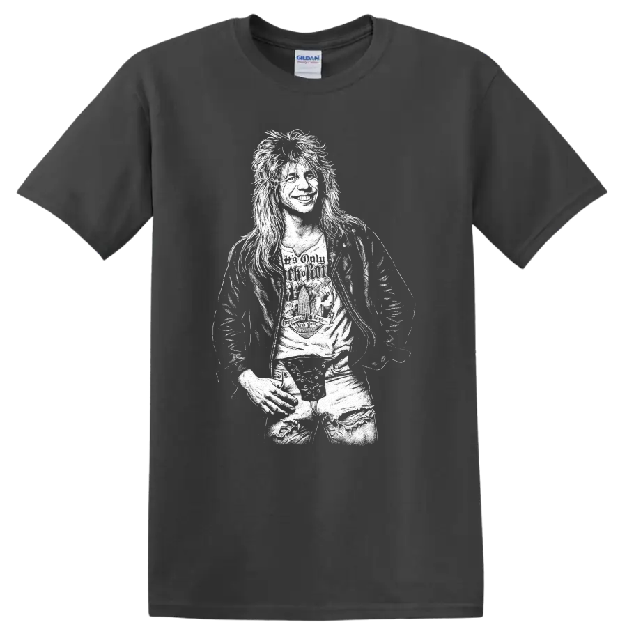 Steven Adler Guns N' Roses Rock Legends Portrait T Shirt - Charcoal