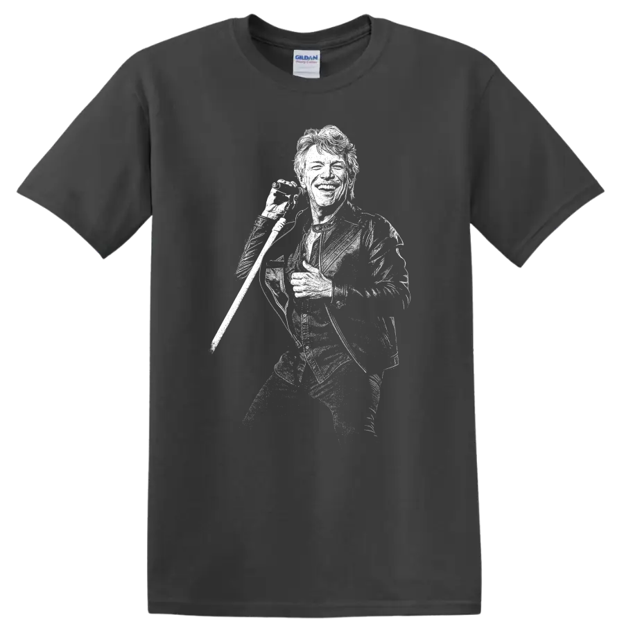 Jon Bon Jovi Rock Legends Silhouette Tribute T Shirt - Charcoal