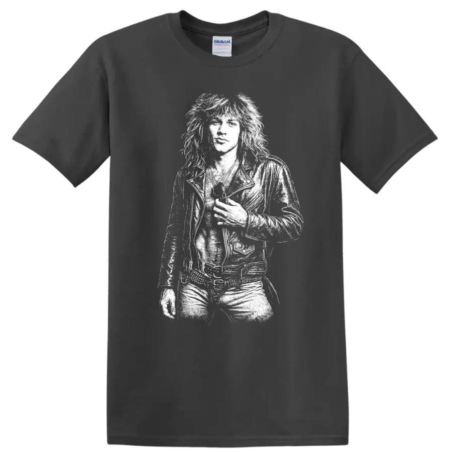 Jon Bon Jovi Rock Legends Tribute T Shirt for Classic Music Fans - Charcoal