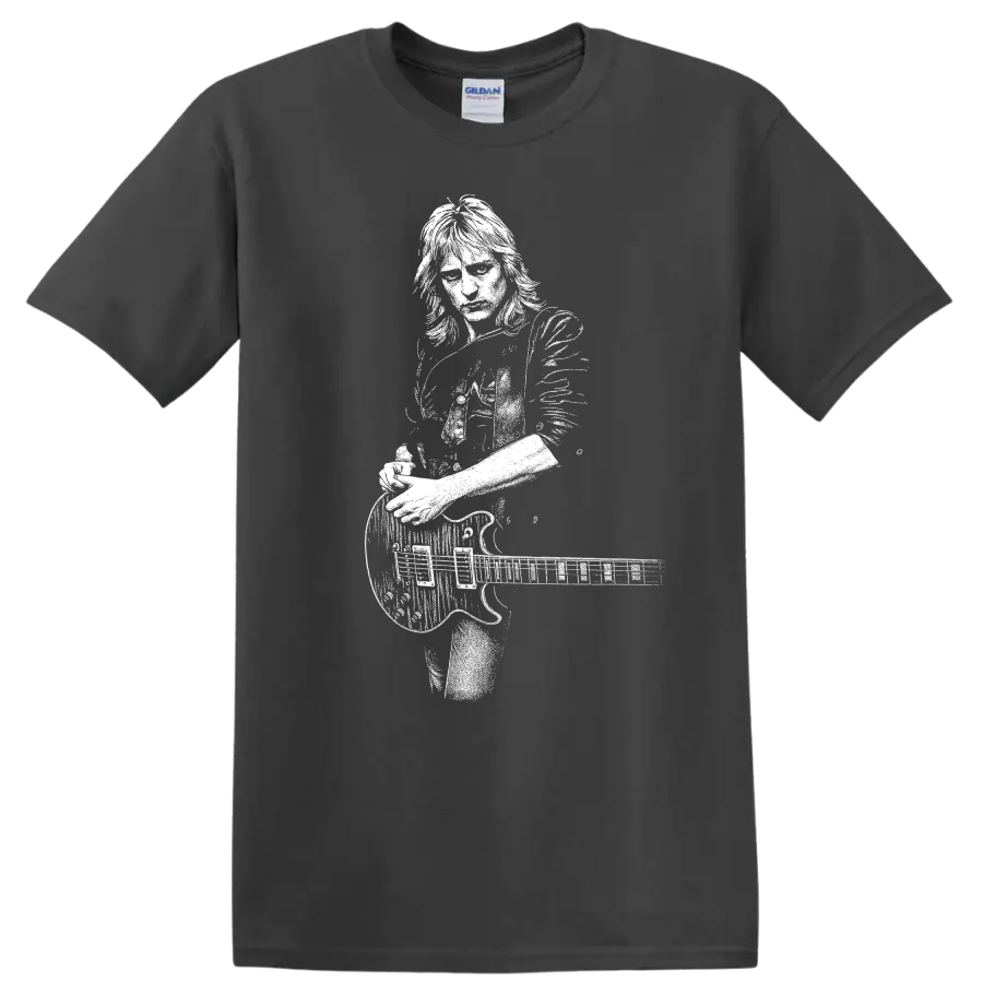 Phil Collen Def Leppard Rock Legends Guitarist T Shirt - Charcoal