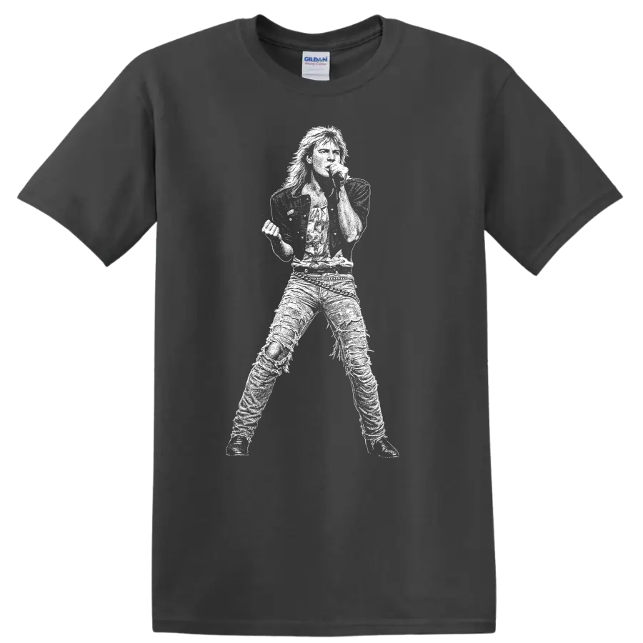 Joe Elliott Def Leppard Rock Legends Silhouette T Shirt - Charcoal
