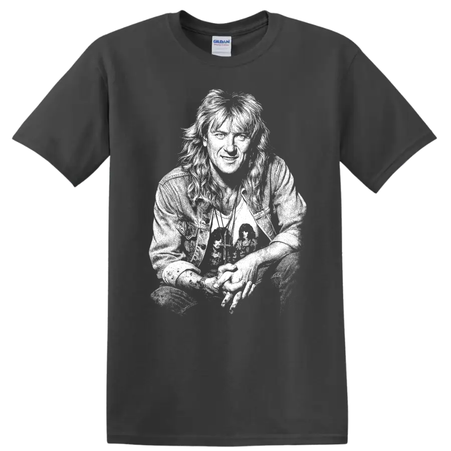 Joe Elliott Def Leppard Rock Legends Portrait T Shirt - Charcoal