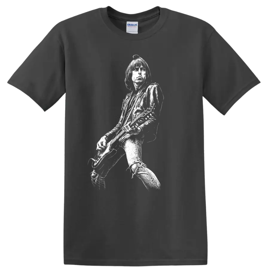 Joey Ramone Ramones Rock Legends Punk Tribute T Shirt - Charcoal
