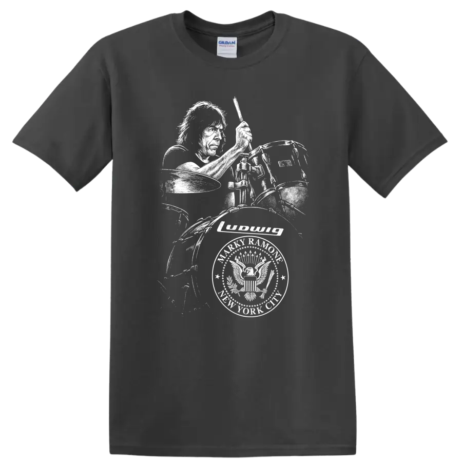 Marky Ramone Ramones Rock Legends Tribute T Shirt Classic Punk Logo - Charcoal