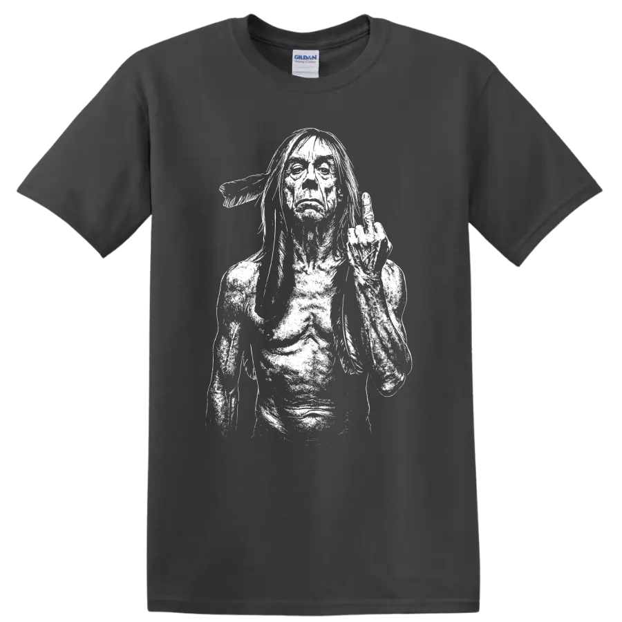 Iggy Pop The Stooges Rock Legends Tribute T Shirt for Music Fans - Charcoal