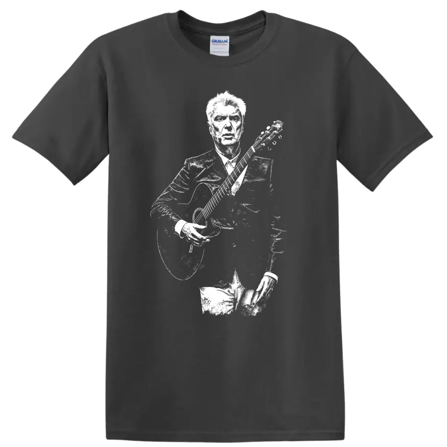 David Byrne Talking Heads Rock Legends Graphic T Shirt for Music Fans - Charcoal