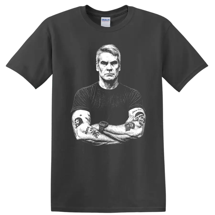 Henry Rollins Black Flag Rock Legends Punk Icon T Shirt - Charcoal