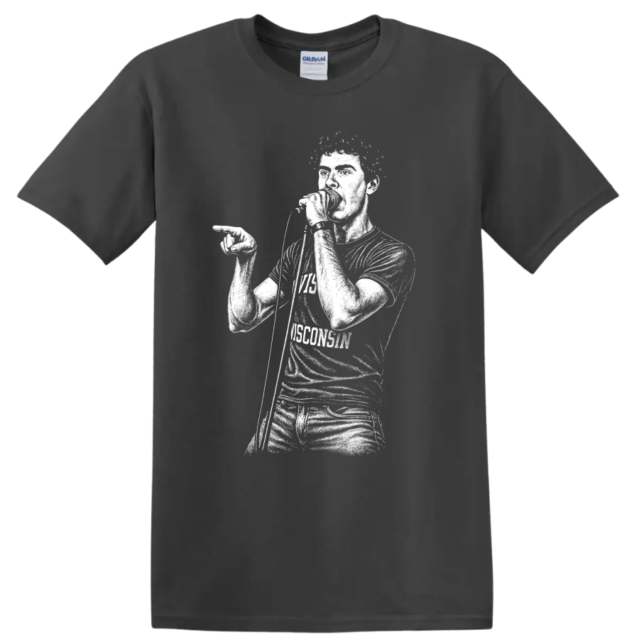 Ian Curtis Joy Division Rock Legends Tribute T Shirt Unisex Music Fan - Charcoal