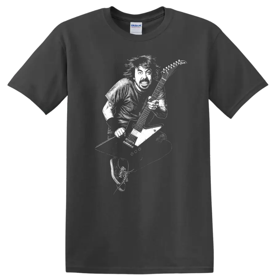 Dave Grohl Foo Fighters Rock Legends Portrait T Shirt for Fans - Charcoal