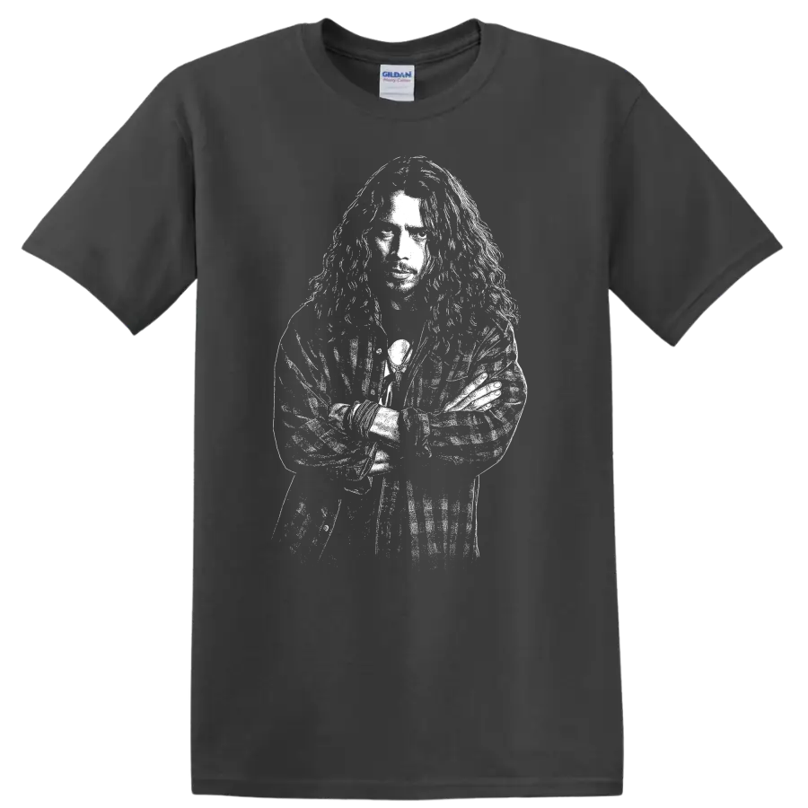 Chris Cornell Soundgarden Rock Legends Portrait T Shirt for Fans - Charcoal