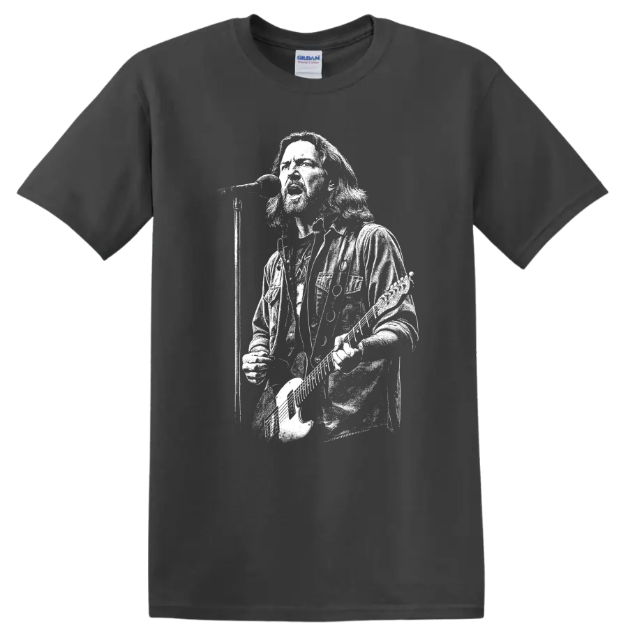 Eddie Vedder Pearl Jam Rock Legends Silhouette T Shirt - Charcoal