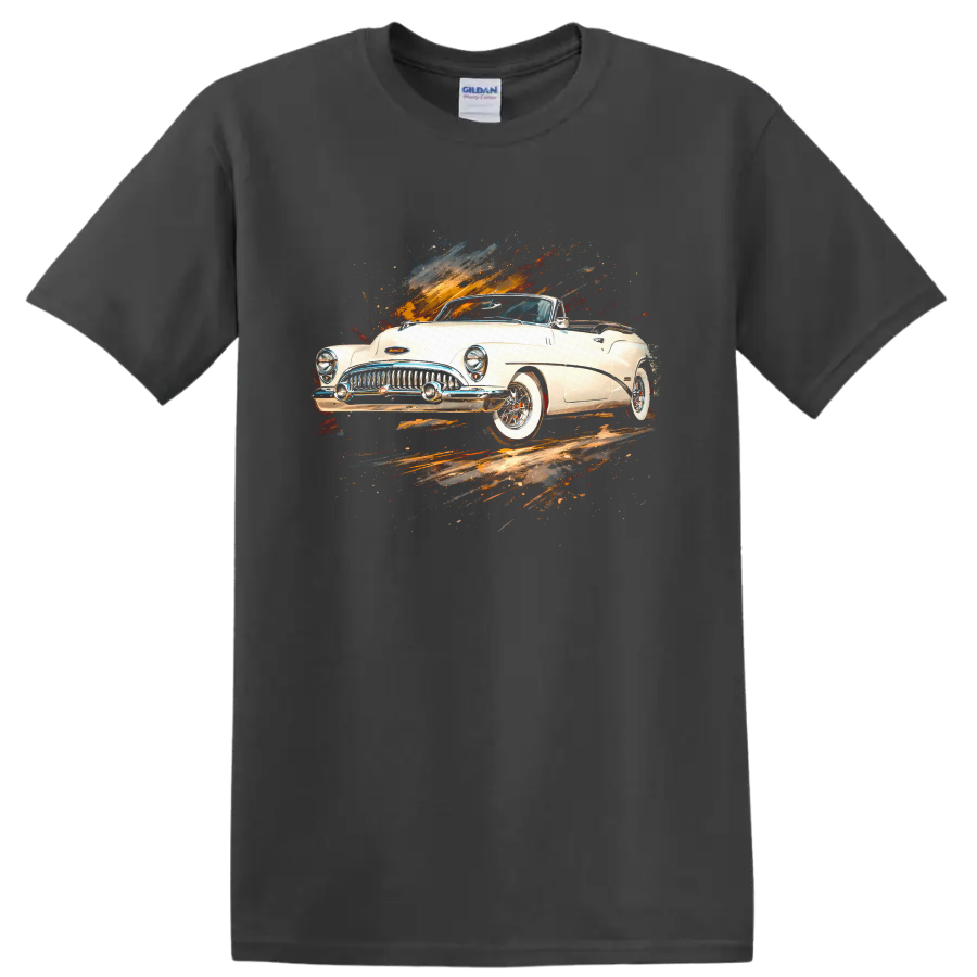 1953 Buick Skylark Convertible classic car graphic print T shirt on a Charcoal T Shirt