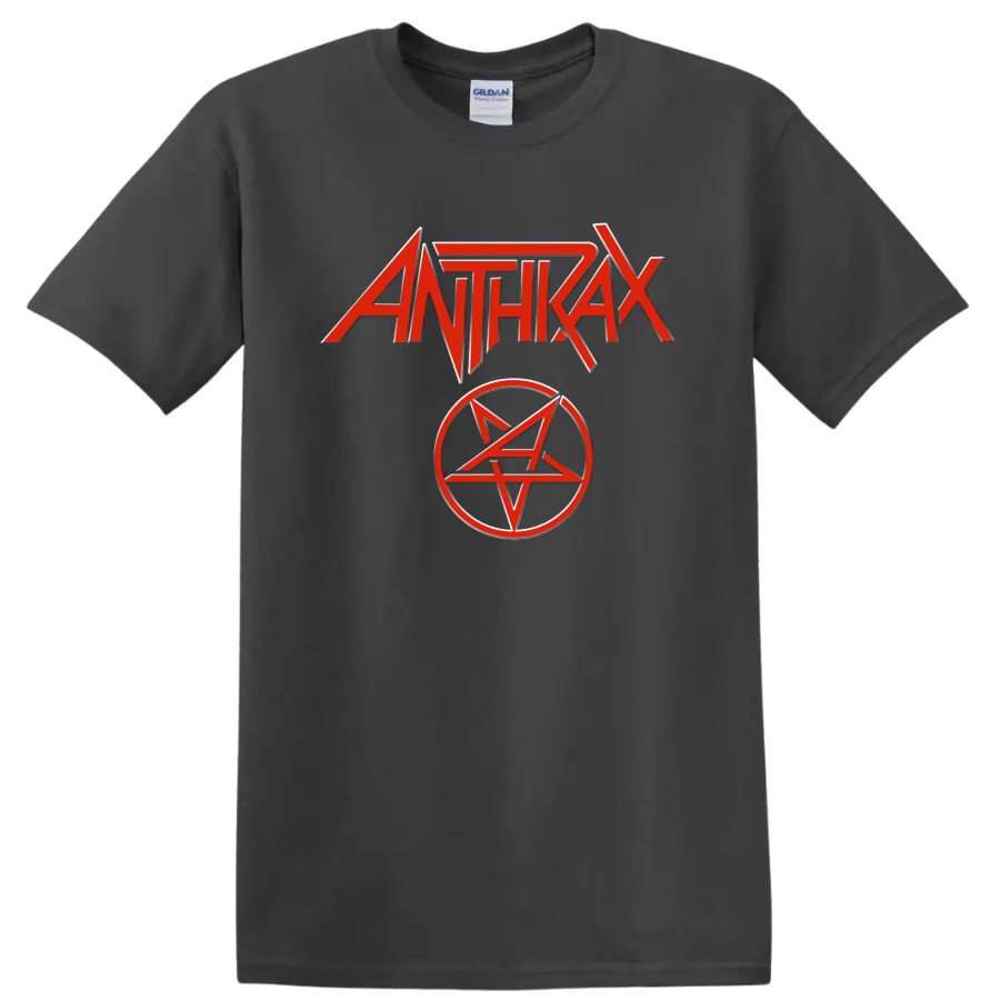 Anthrax red logo with pentagram emblem graphic print - Charcoal