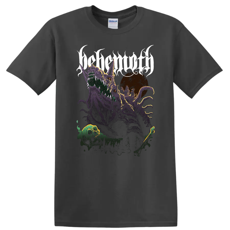 BEHEMOTH gothic band graphic with monstrous illustration on T - Charcoal
