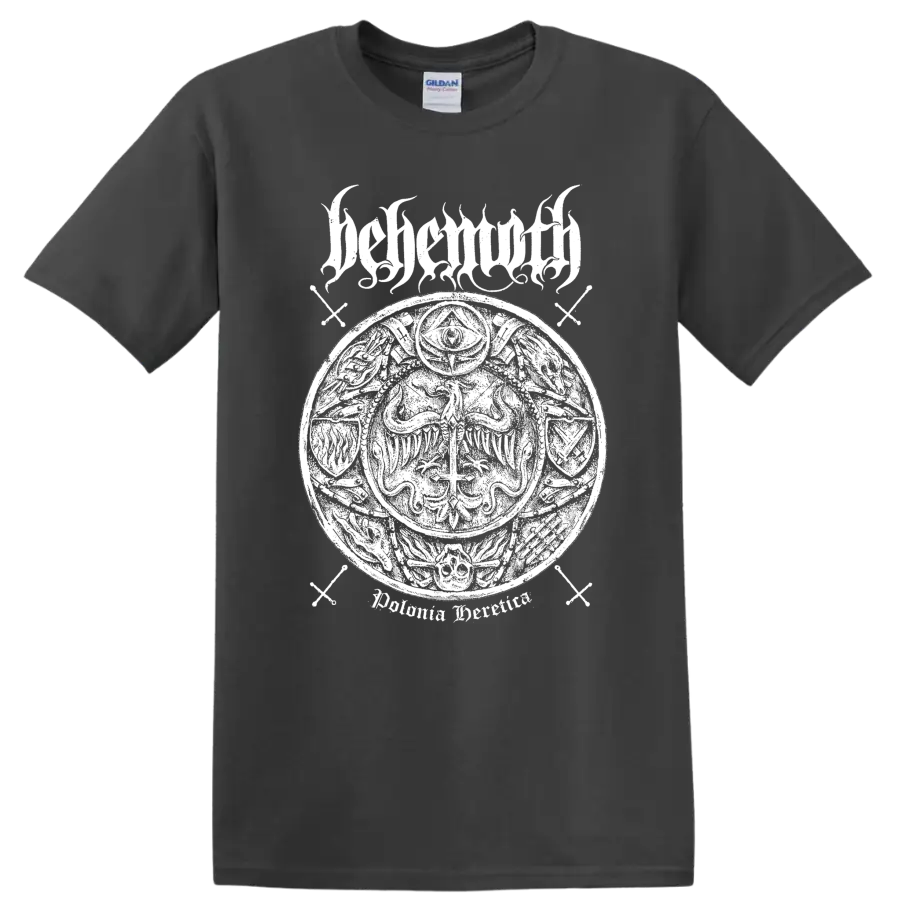 BEHEMOTH rock metal logo graphic on a T - Charcoal