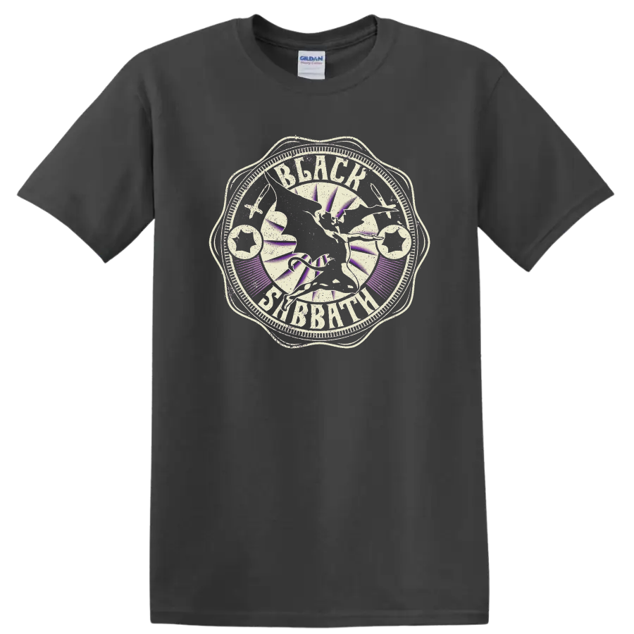 Black Sabbath distressed vintage band logo graphic print T - Charcoal