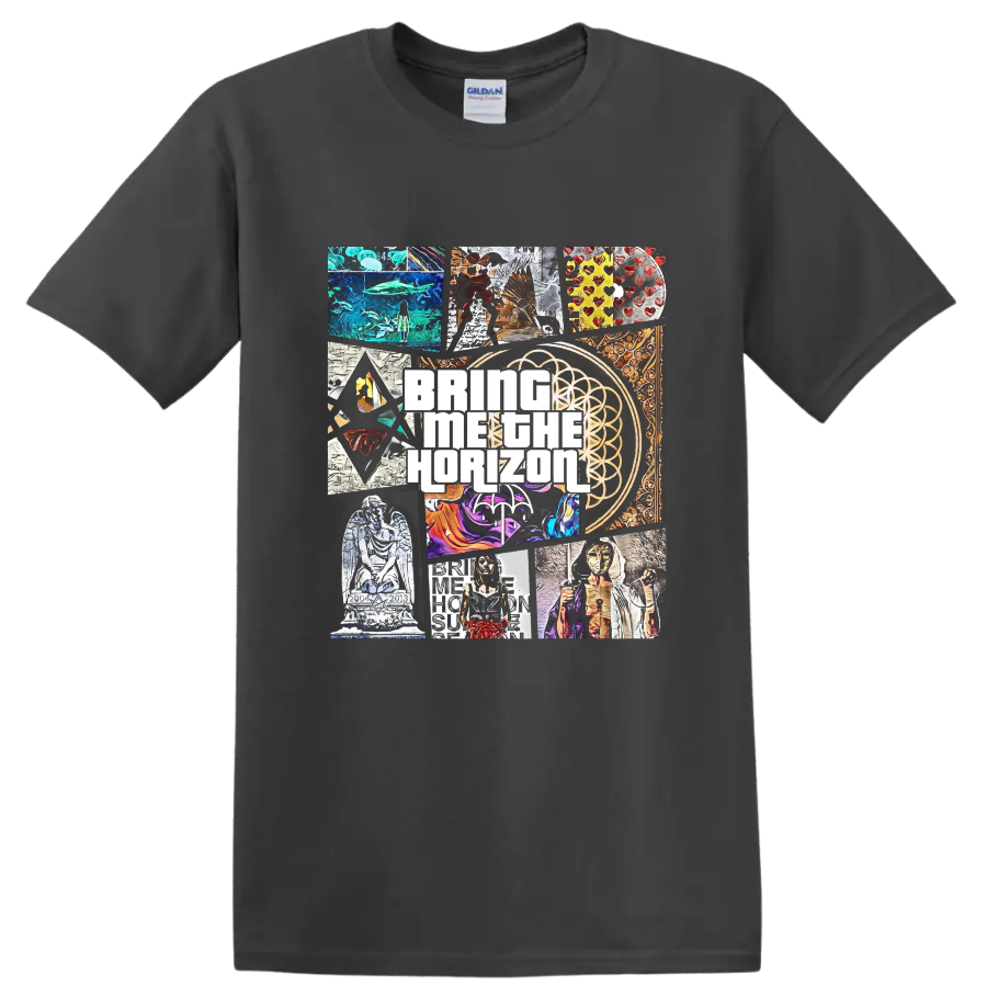 Bring Me The Horizon rock metal collage graphic print T - Charcoal