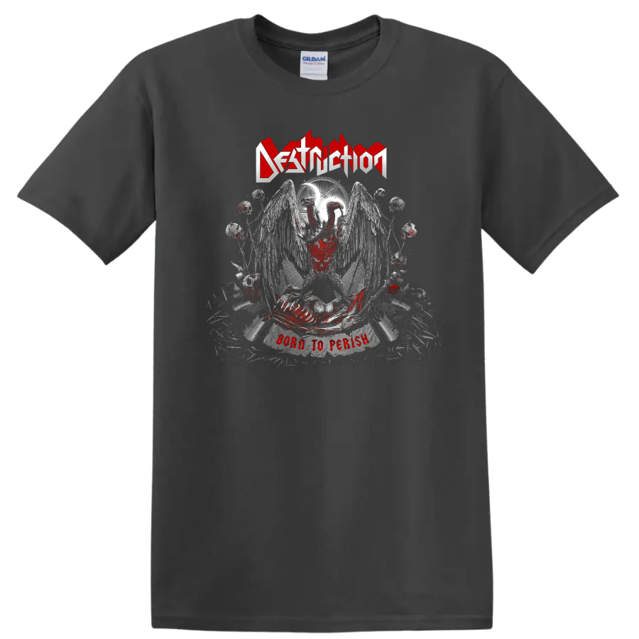 Destruction Born To Perish heavy metal graphic print T-shirt with winged skull - Charcoal