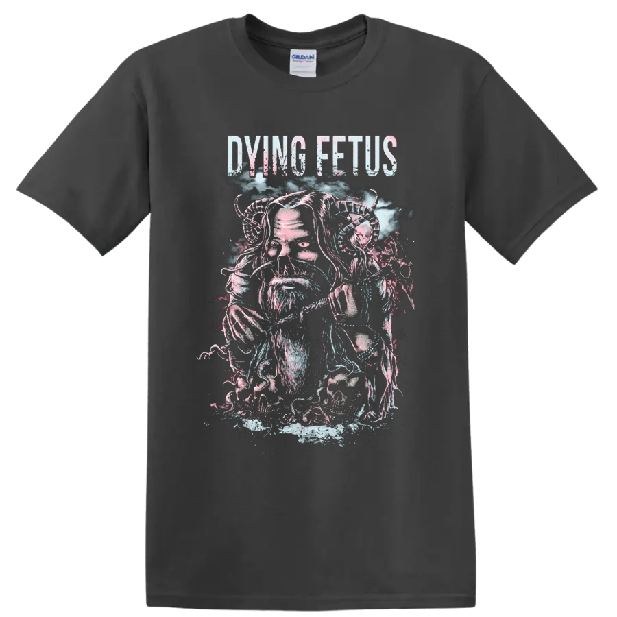 DYING FETUS death metal graphic print with skull portrait T - Charcoal