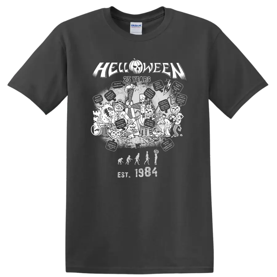 HELLOWEEN 25 Years spooky rock metal anniversary graphic print T - Charcoal