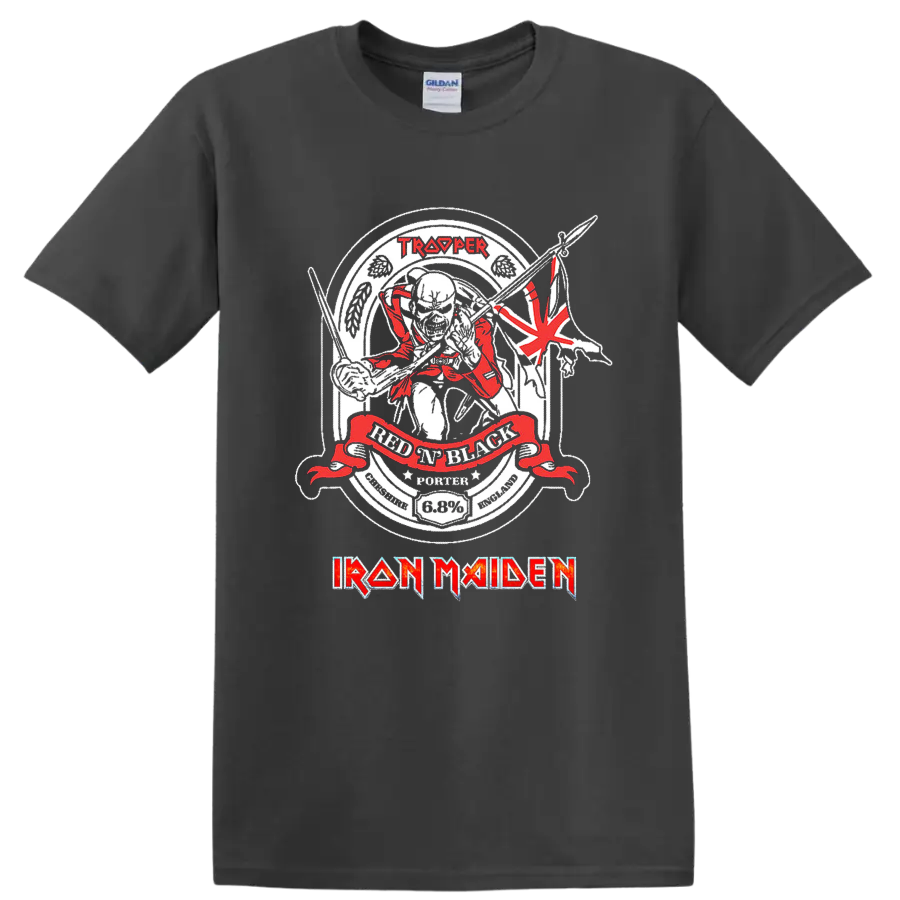 IRON MAIDEN Trooper skull battle graphic print T - Charcoal