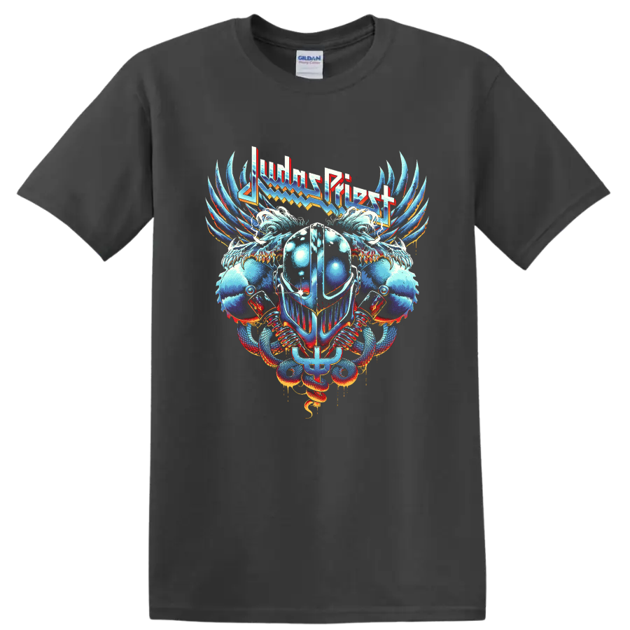 JUDAS PRIEST inspired winged helmet rock metal graphic print - Charcoal
