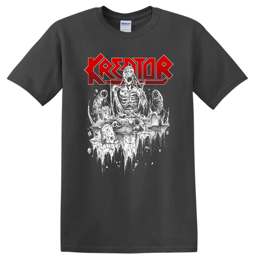 KREATOR red logo with horror-metal illustration graphic print - Charcoal