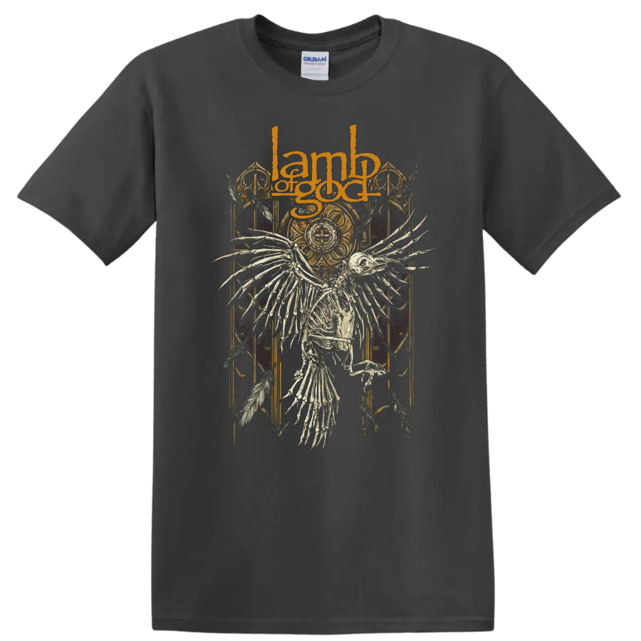 Lamb of God skeleton bird gothic graphic on a - Charcoal