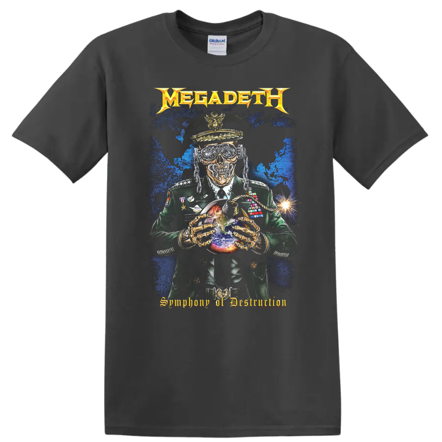 MEGADETH Symphony of Destruction skull and soldier graphic print T - Charcoal