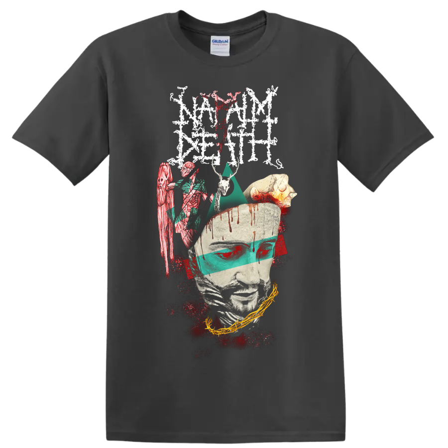 Napalm Death horror collage graphic print T-shirt with dark metal - Charcoal