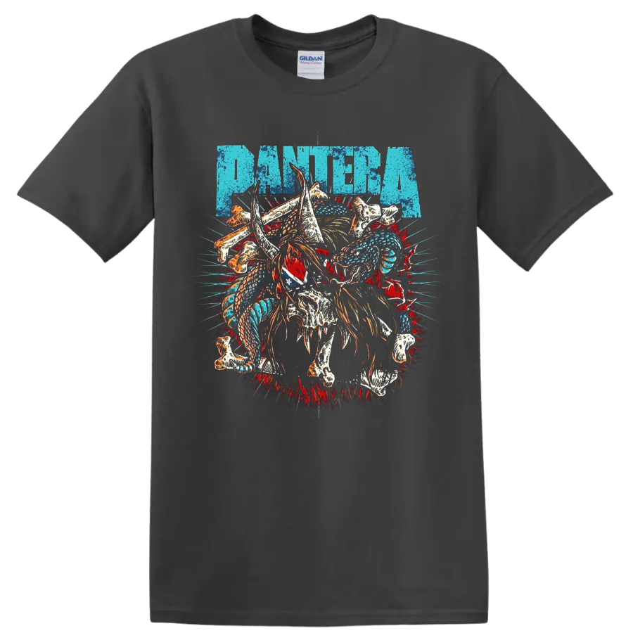 Pantera distressed metal band graphic print T - Charcoal