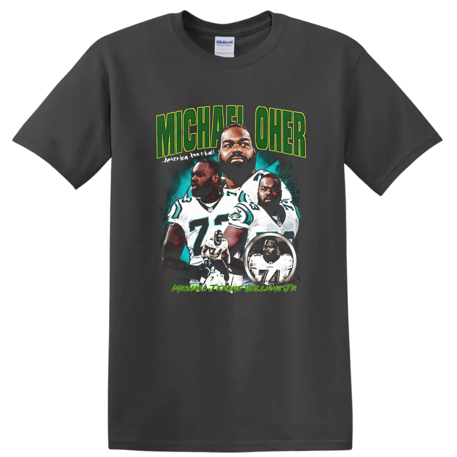 Reggie White Philadelphia Eagles football legend illustrated collage graphic on a Charcoal T Shirt